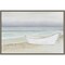 Serene Seaside with Boat by James Wiens 23-in. W x 16-in. H. Canvas Wall Art Print Framed in Grey